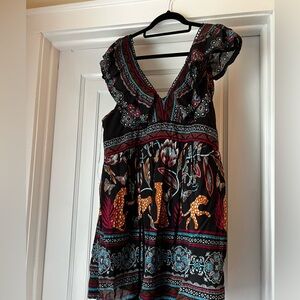 By Anthropologie tiger ruffle v-neck dress